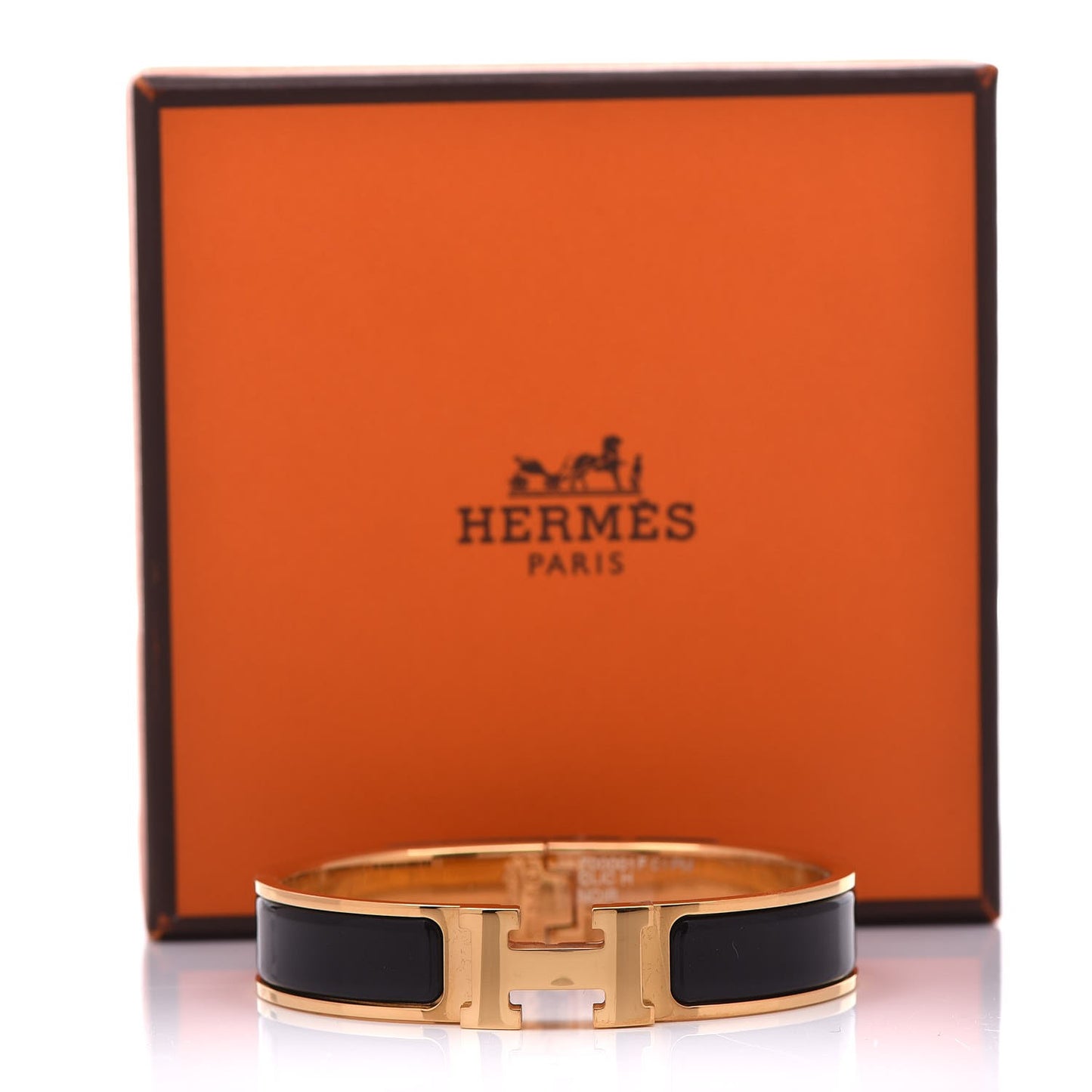 Enamel Narrow Clic Clac H Bracelet PM Black