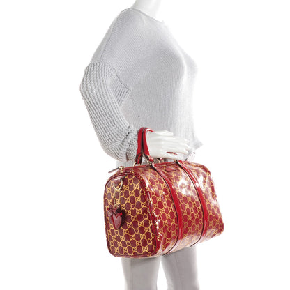 Gucci Patent GG Valentine Medium Joy Boston Red Gold 2 of 8