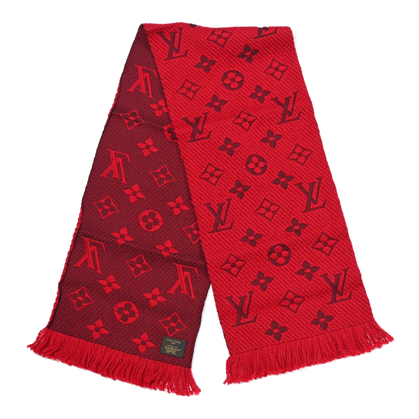 Wool Silk Logomania Scarf Rubis