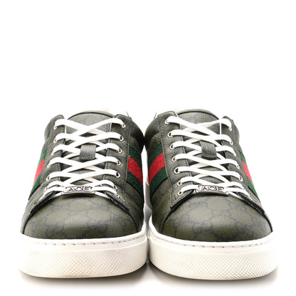Gucci GG Supreme Monogram Web Mens New Ace Sneakers 10 Green 3 of 10