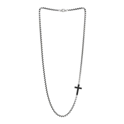 David Yurman Sterling Silver Black Diamond Streamline Cross Station Necklace 22" 3 of 5