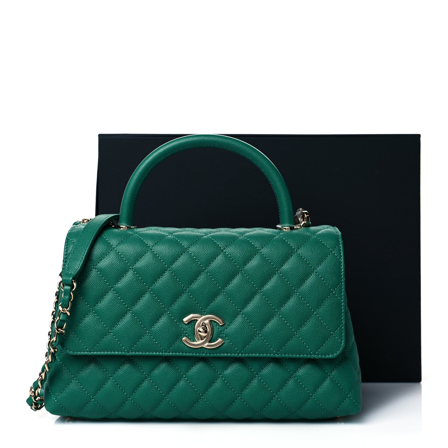 Chanel Caviar Quilted Small Coco Handle Flap Green 11 of 11