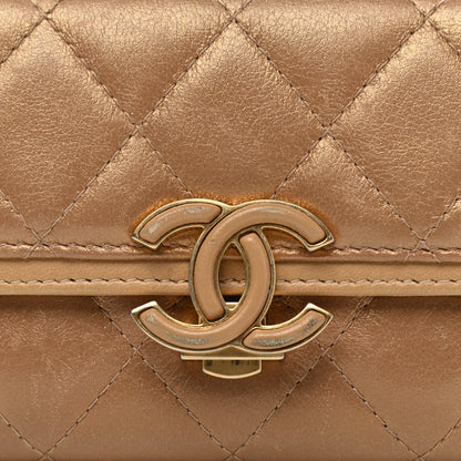 Chanel Metallic Calfskin Quilted Medium CC Chic Flap Wallet Gold 9 of 14