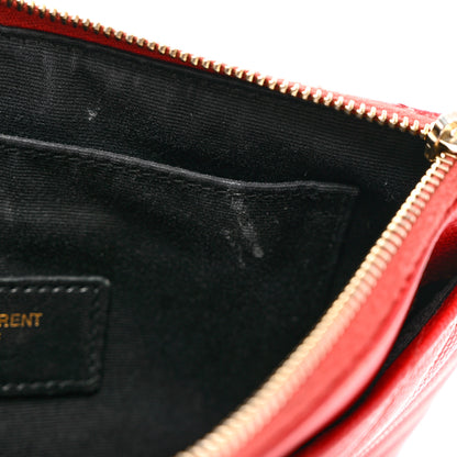 Saint Laurent Grain De Poudre Chevron Monogram Bill Pouch Rouge Eros 7 of 12