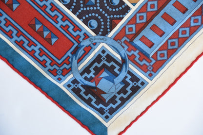 Hermes Cashmere Silk Colliers de Chiens Shawl 140 Rouge Petrole Canard 12 of 12