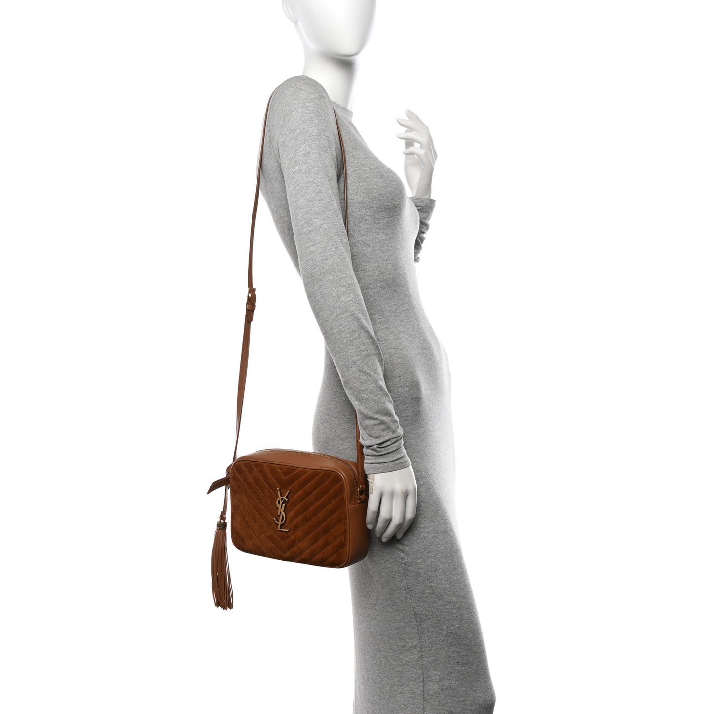 Suede Matelasse Monogram Lou Camera Bag Cinnamon
