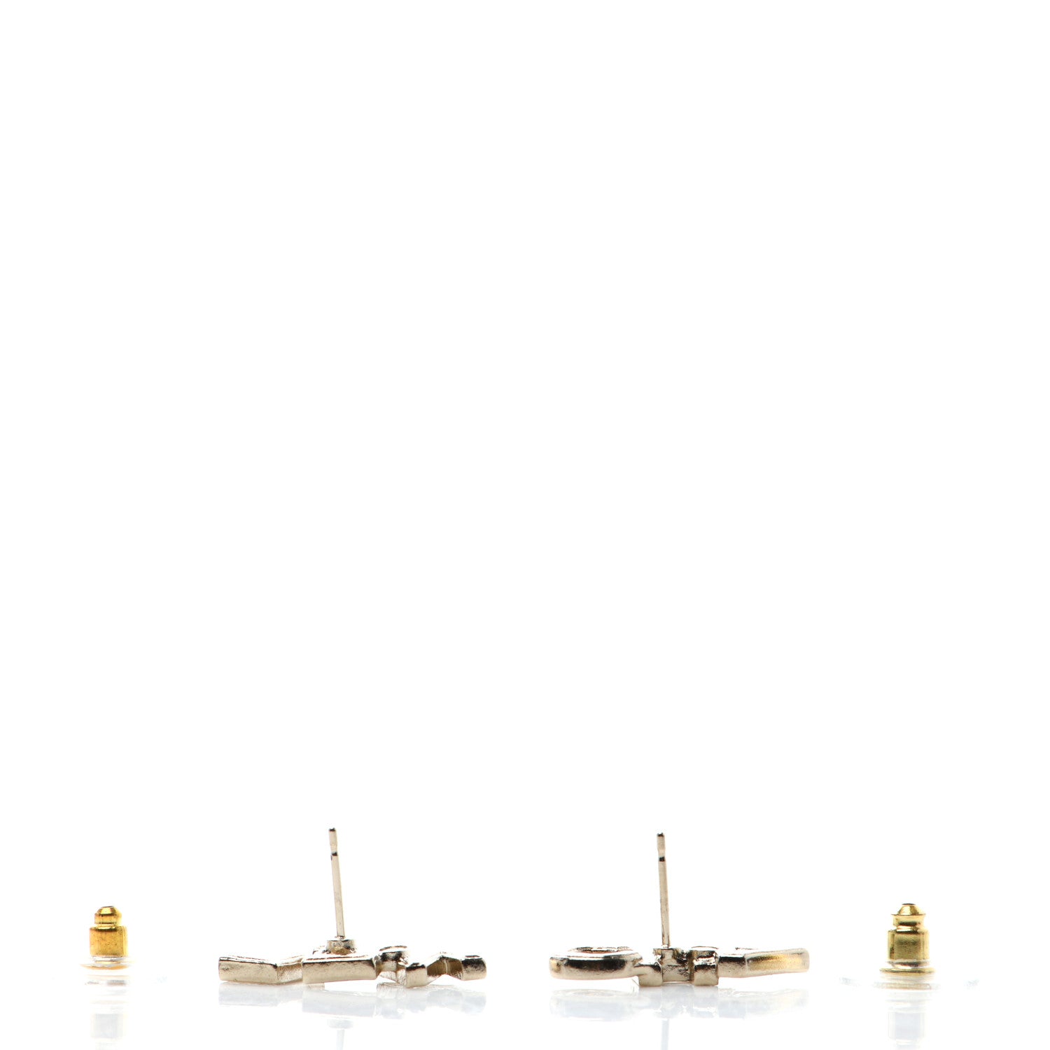 Chanel Crystal Cha-Nel Logo Earrings Gold 3 of 5