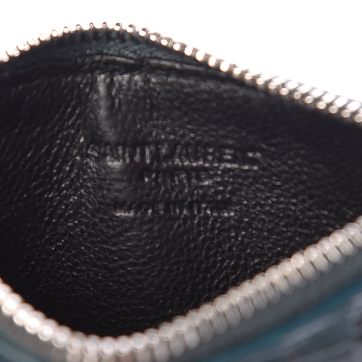 Saint Laurent Calfskin Crocodile Embossed 5 Fragments Zip Card Case Dark Green 6 of 7