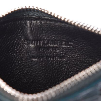 Saint Laurent Calfskin Crocodile Embossed 5 Fragments Zip Card Case Dark Green 6 of 7