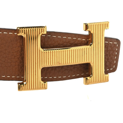 Hermes Box Togo 32mm Striee H Belt 85 34 Black Gold 7 of 7