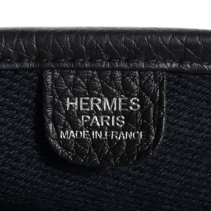 Hermes Toile Taurillon Clemence Evelyne III PM Ecru Black 14 of 18