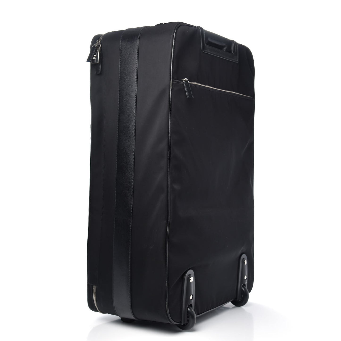 Tessuto Nylon Saffiano Trolley Luggage Black