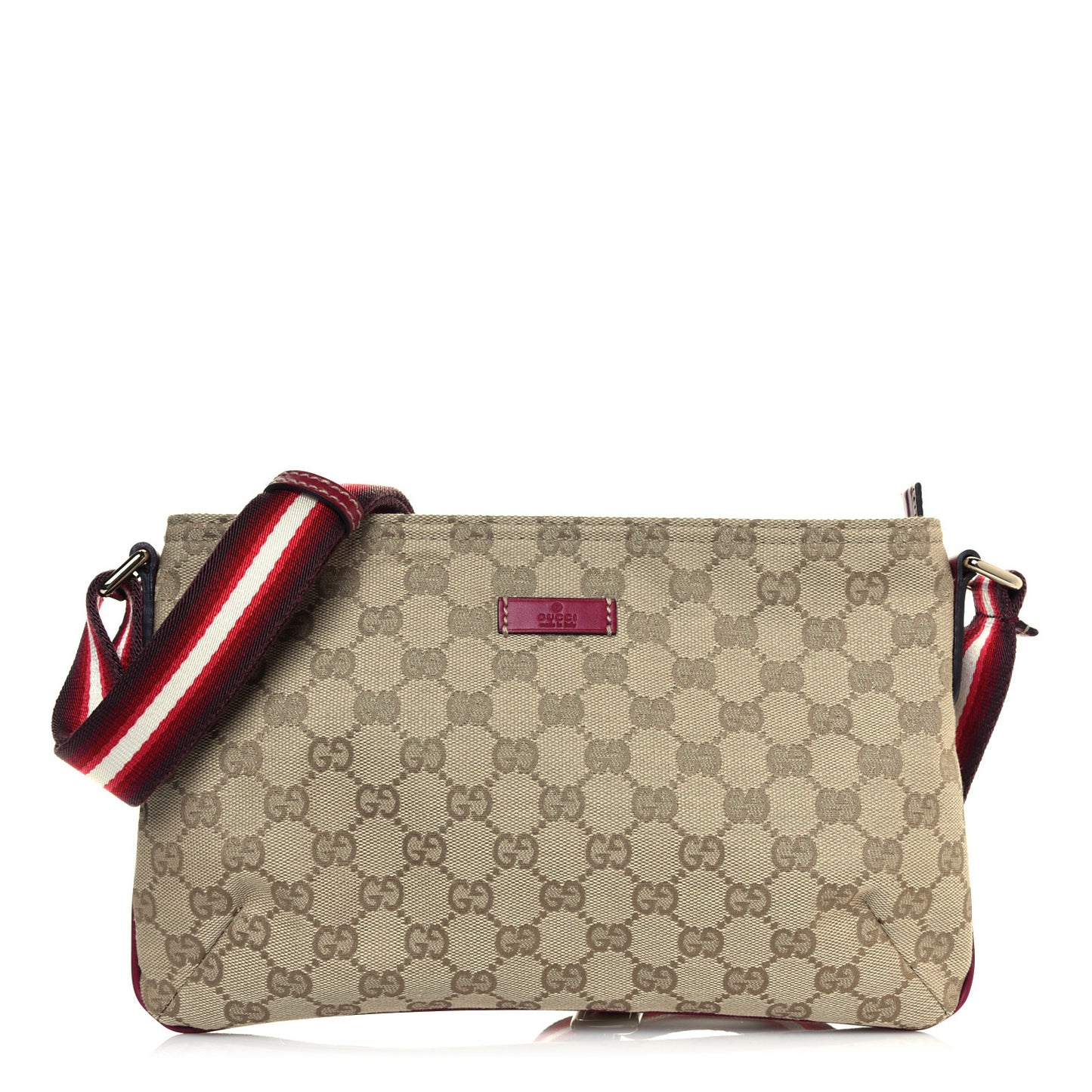 Monogram Web Small Flat Messenger Crossbody Pink Gold
