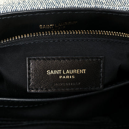 Saint Laurent Denim Y Quilted Monogram Toy Loulou Crossbody Bag Grey 7 of 11