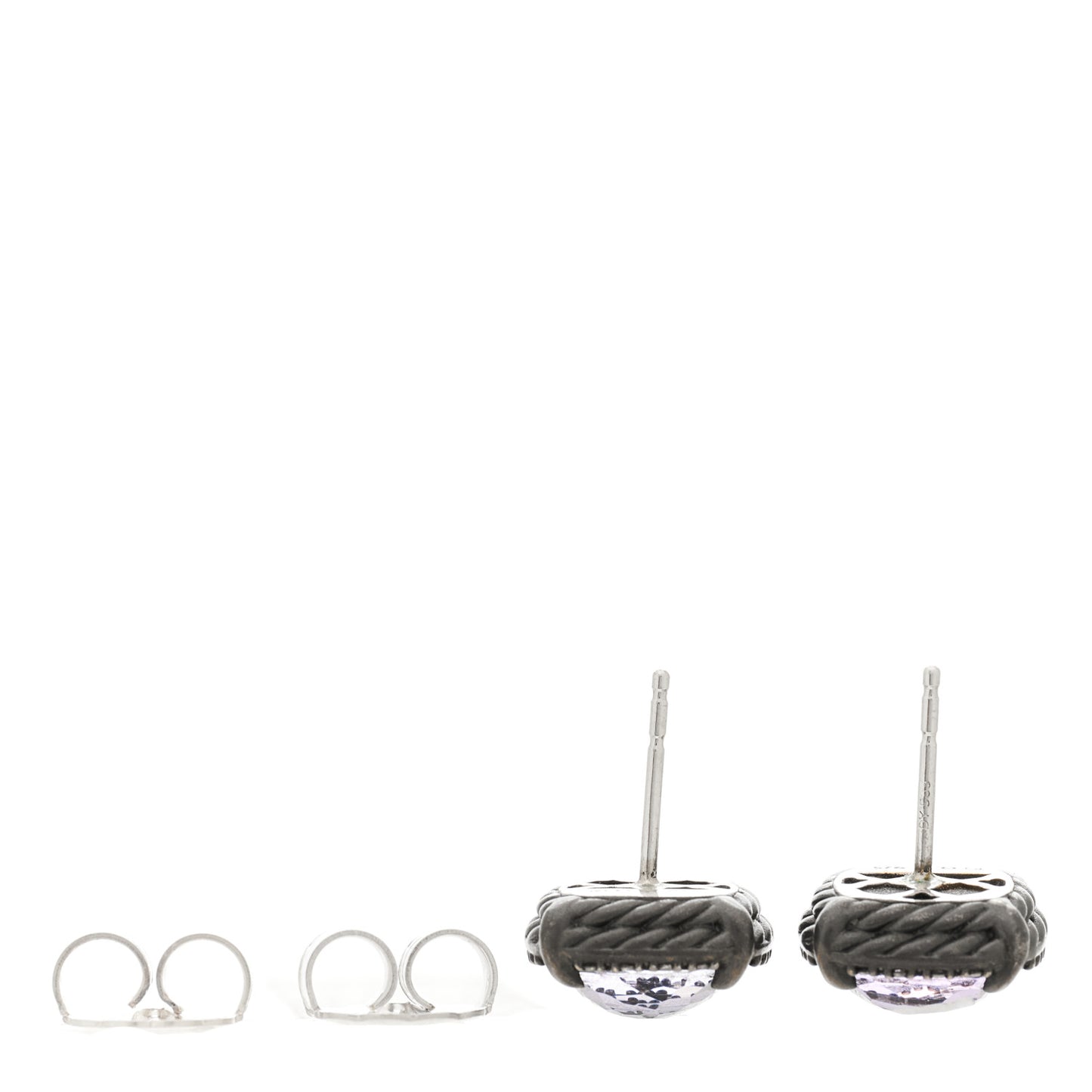 Sterling Silver Diamond Black Orchid 9mm Chatelaine Bezel Earrings