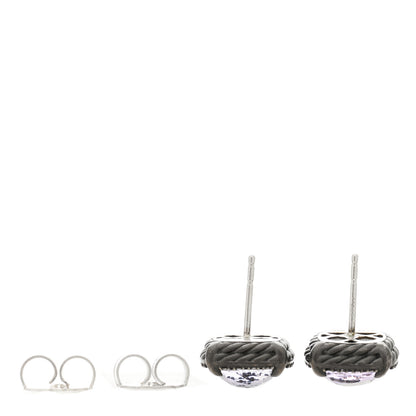 David Yurman Sterling Silver Diamond Black Orchid 9mm Chatelaine Bezel Earrings 3 of 4