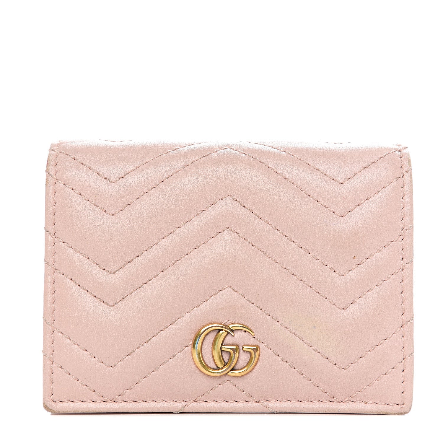 Gucci Calfskin Matelasse GG Marmont Card Case Wallet Perfect Pink 1 of 12