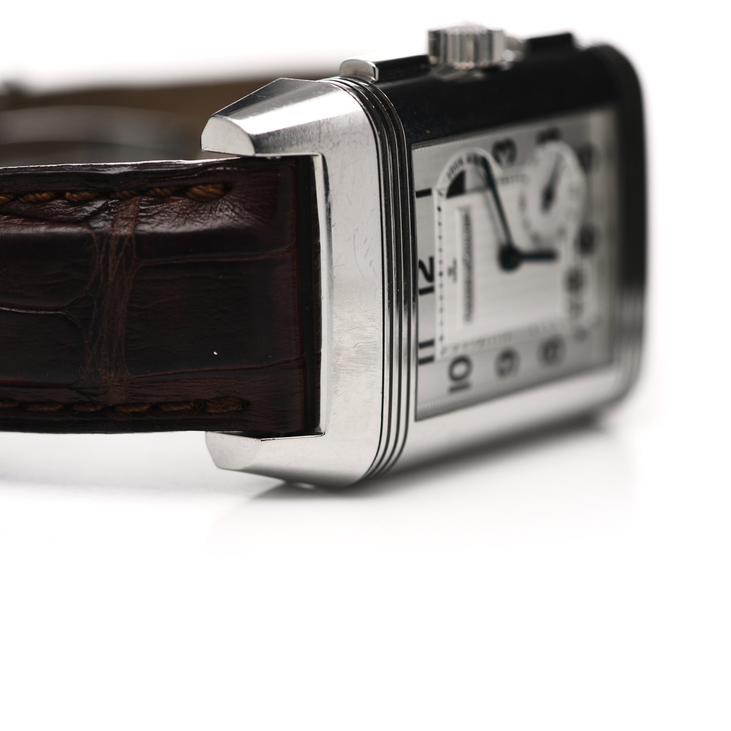 Stainless Steel Alligator 30mm Reverso Grande Date GMT 8 Days Manual Winding Watch Q3028420
