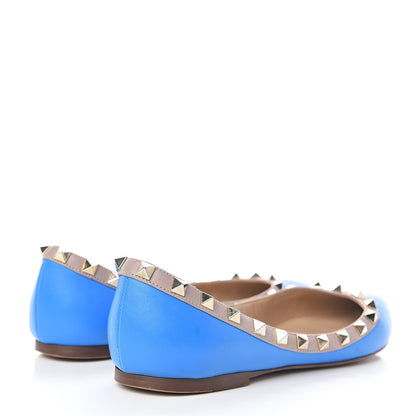 Valentino Garavani Calfskin Nappa Rockstud Ballerina Flats 36.5 Blue Fluo Poudre 4 of 13