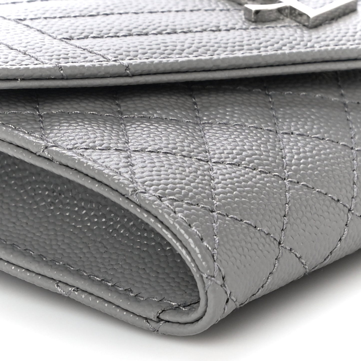 Grain De Poudre Textured Mixed Matelasse Triquilt Small Monogram Envelope Wallet New Stone