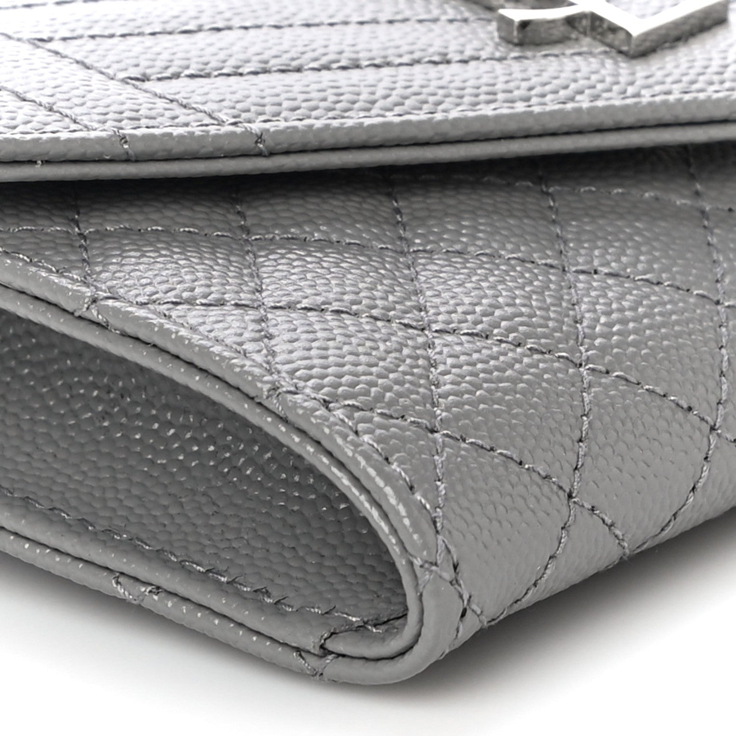 Saint Laurent Grain De Poudre Textured Mixed Matelasse Triquilt Small Monogram Envelope Wallet New Stone 9 of 10