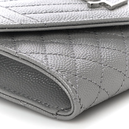 Saint Laurent Grain De Poudre Textured Mixed Matelasse Triquilt Small Monogram Envelope Wallet New Stone 9 of 10
