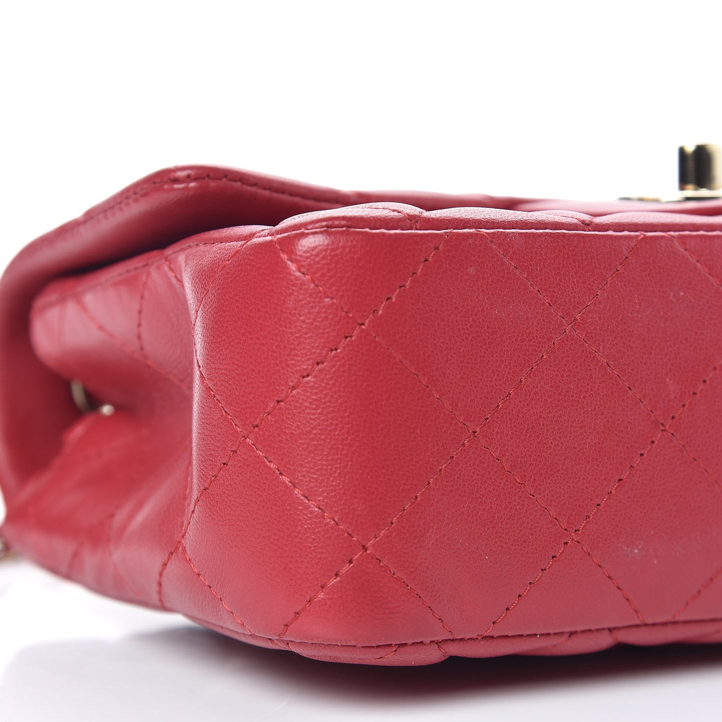 Lambskin Quilted Mini Rectangular Flap Red