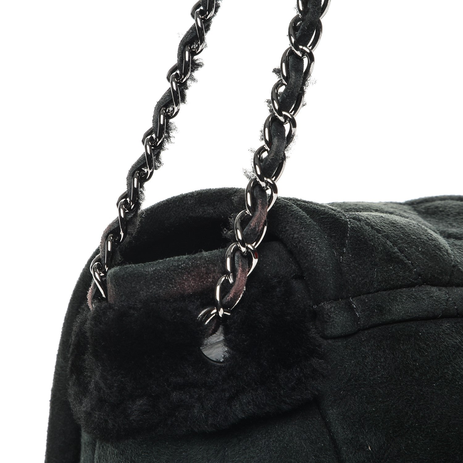 Chanel Shearling Quilted Mademoiselle Flap Black 7 of 9