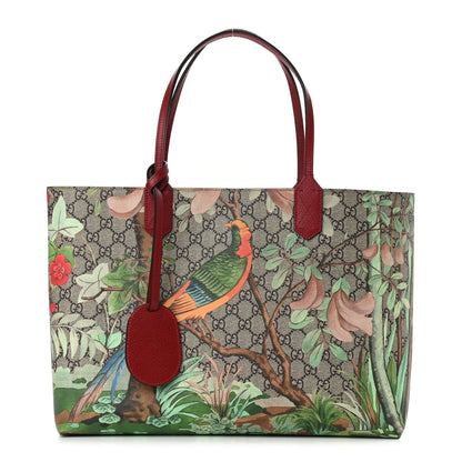 Gucci GG Supreme Monogram Tian Medium Shopping Tote Beige Multicolor Red 1 of 10