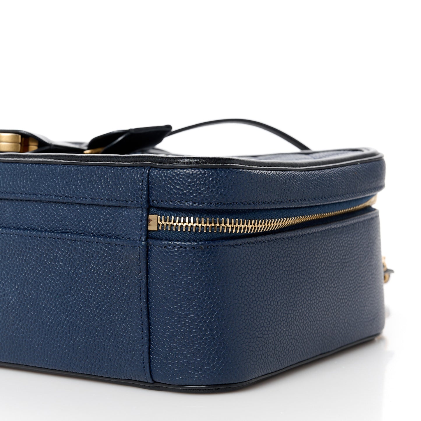 Caviar Quilted Large CC Filigree Vanity Case Navy Black
