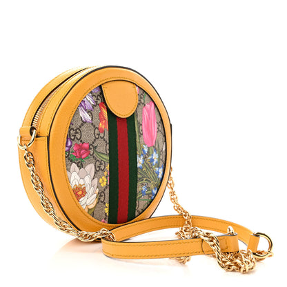 Gucci GG Supreme Monogram Flora Web Mini Ophidia Round Shoulder Bag Beige Multicolor Crop 3 of 10