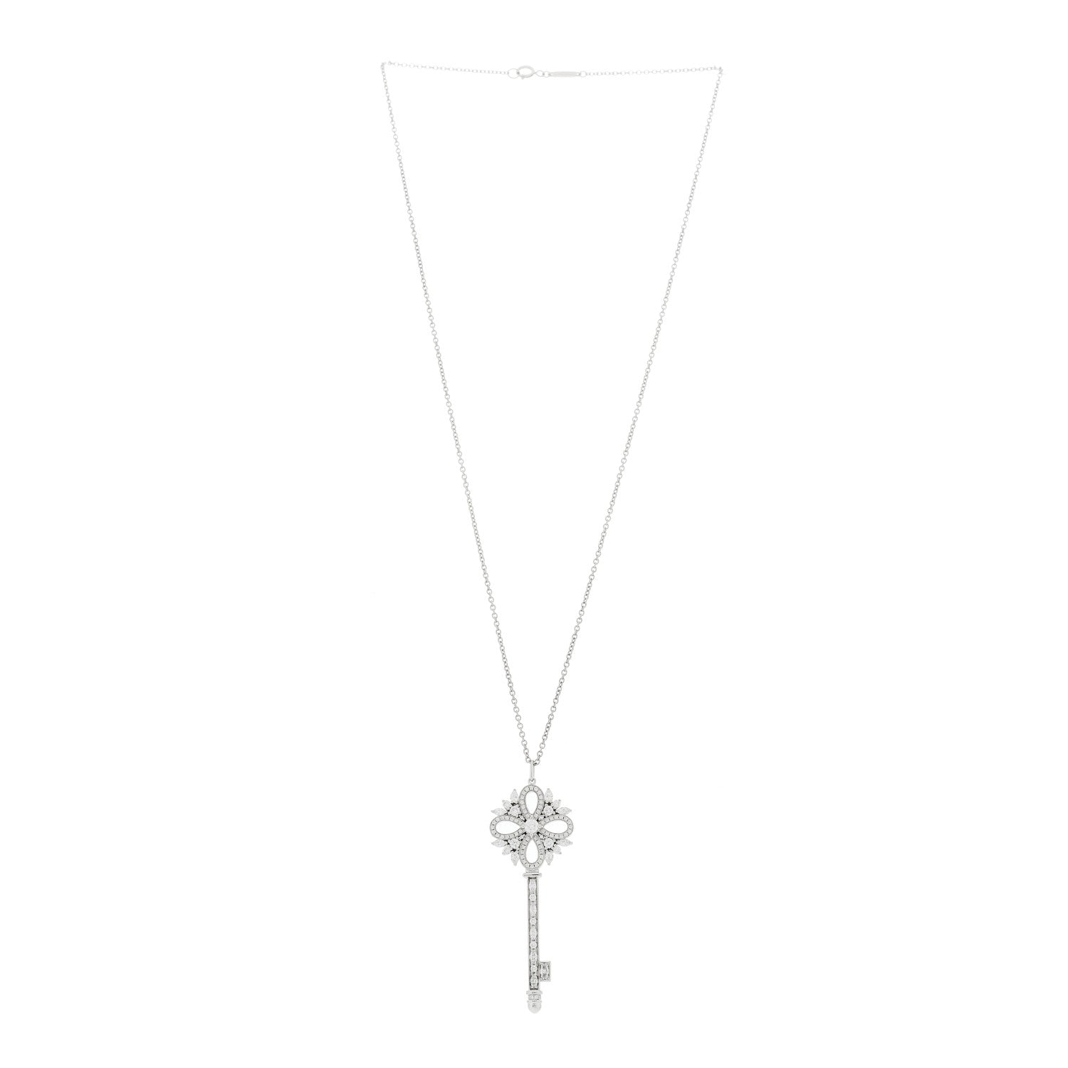 Tiffany Platinum Diamond Victoria Key Pendant Necklace 1 of 7