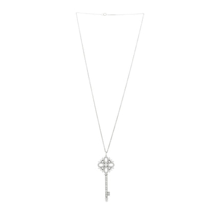 Tiffany Platinum Diamond Victoria Key Pendant Necklace 1 of 7