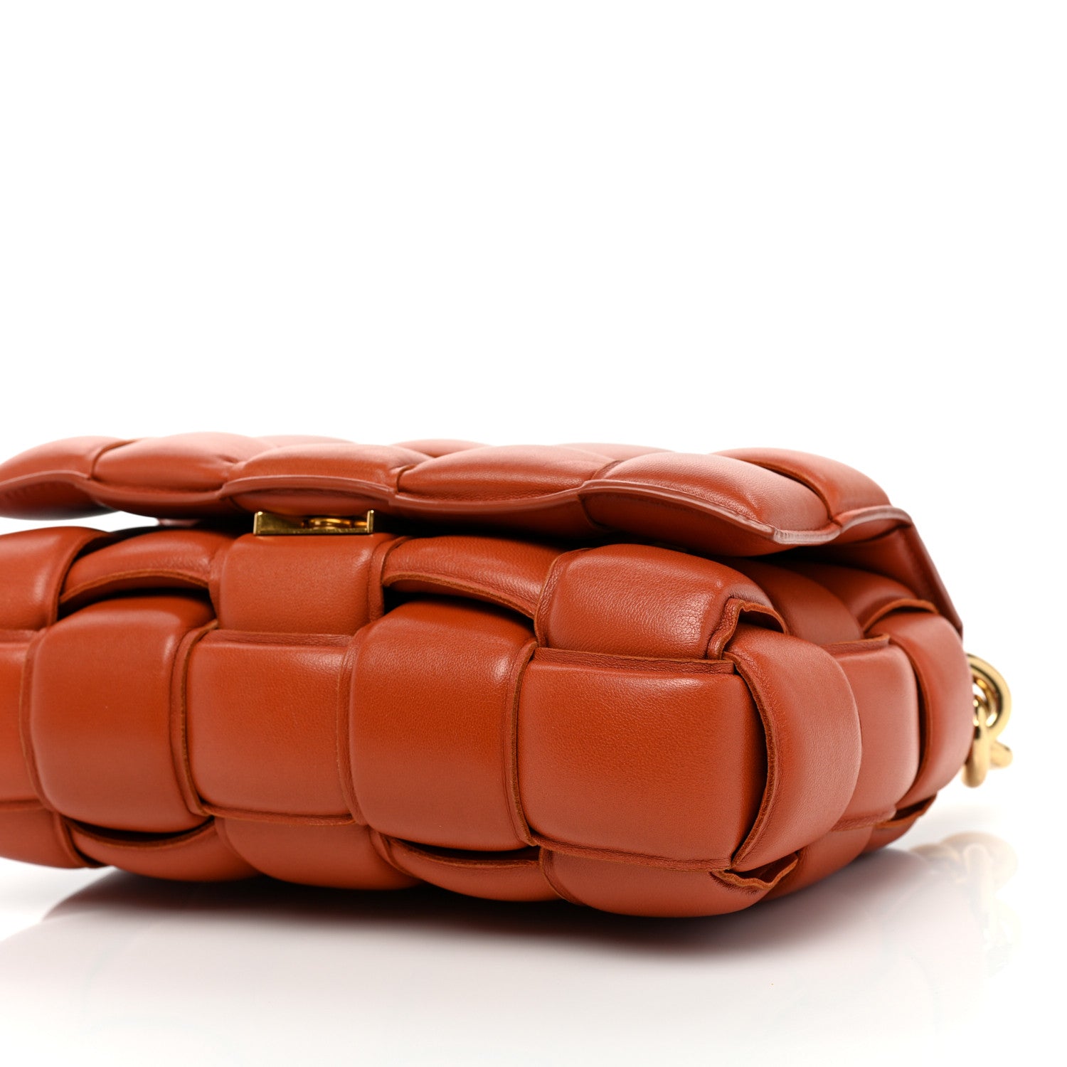 Bottega Veneta Lambskin Maxi Intreccio Padded Chain Cassette Crossbody Bag Maple 9 of 9