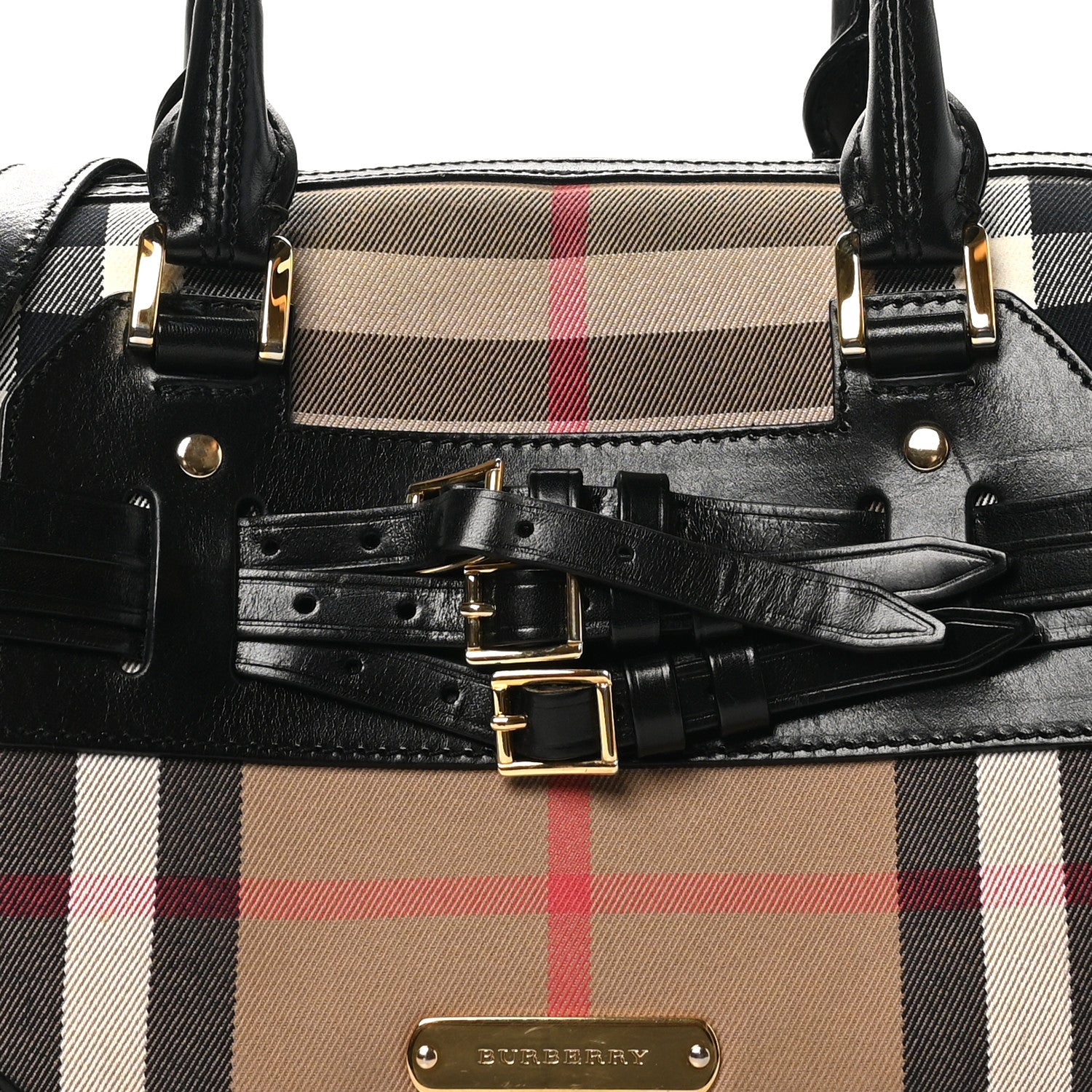 Burberry House Check Bridle Calfskin Medium Alchester Bowling Bag Black 7 of 10