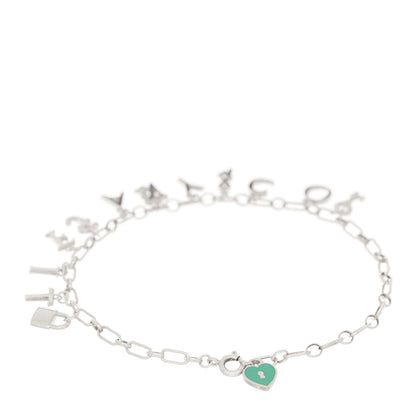 Tiffany Sterling Silver Enamel Love Notes Logo Charm Bracelet Blue 3 of 5
