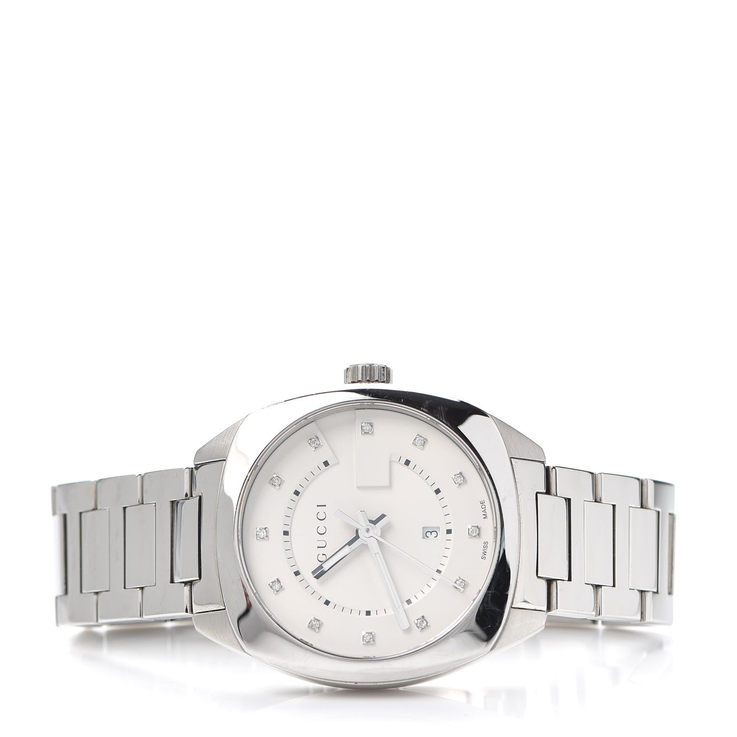 Gucci Stainless Steel Diamond 37mm G-Timeless Quartz Watch White 2 of 6
