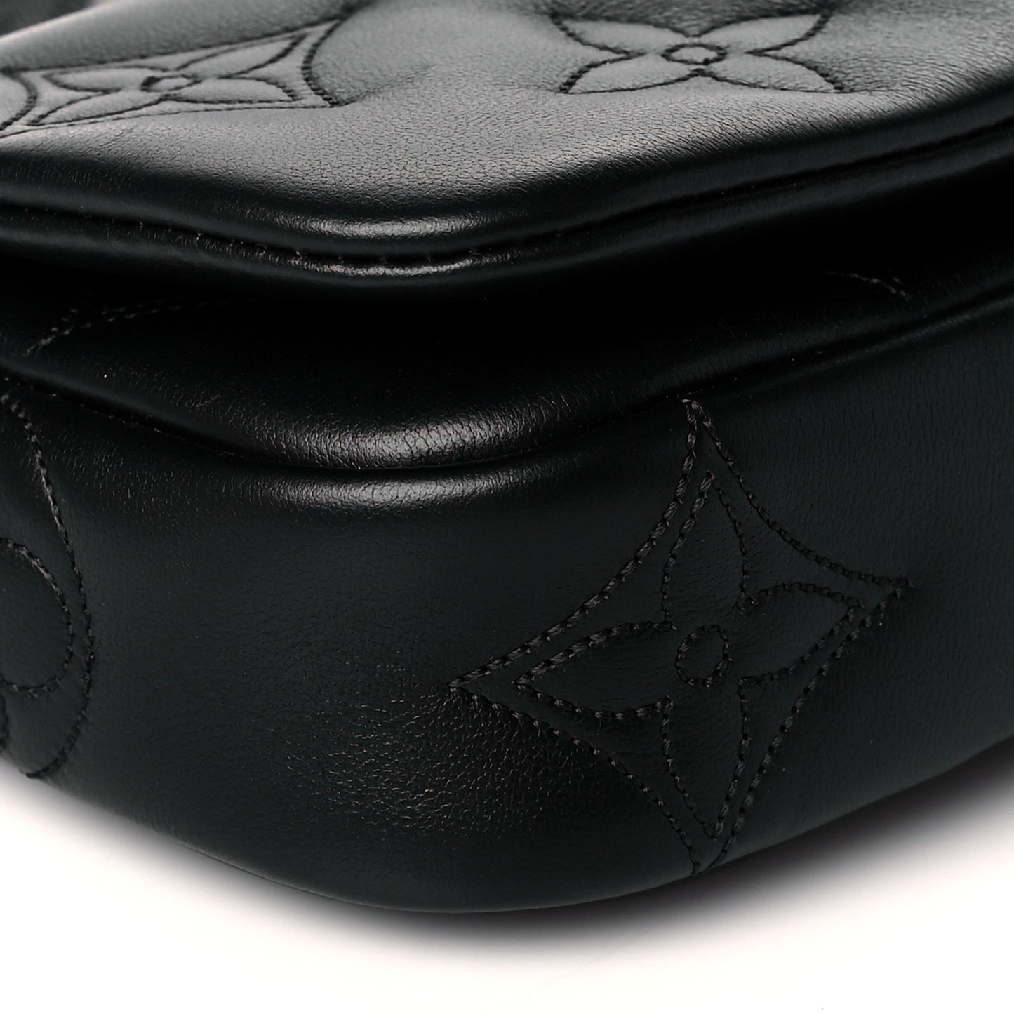 Calfskin Bubblegram Wallet On Strap Black