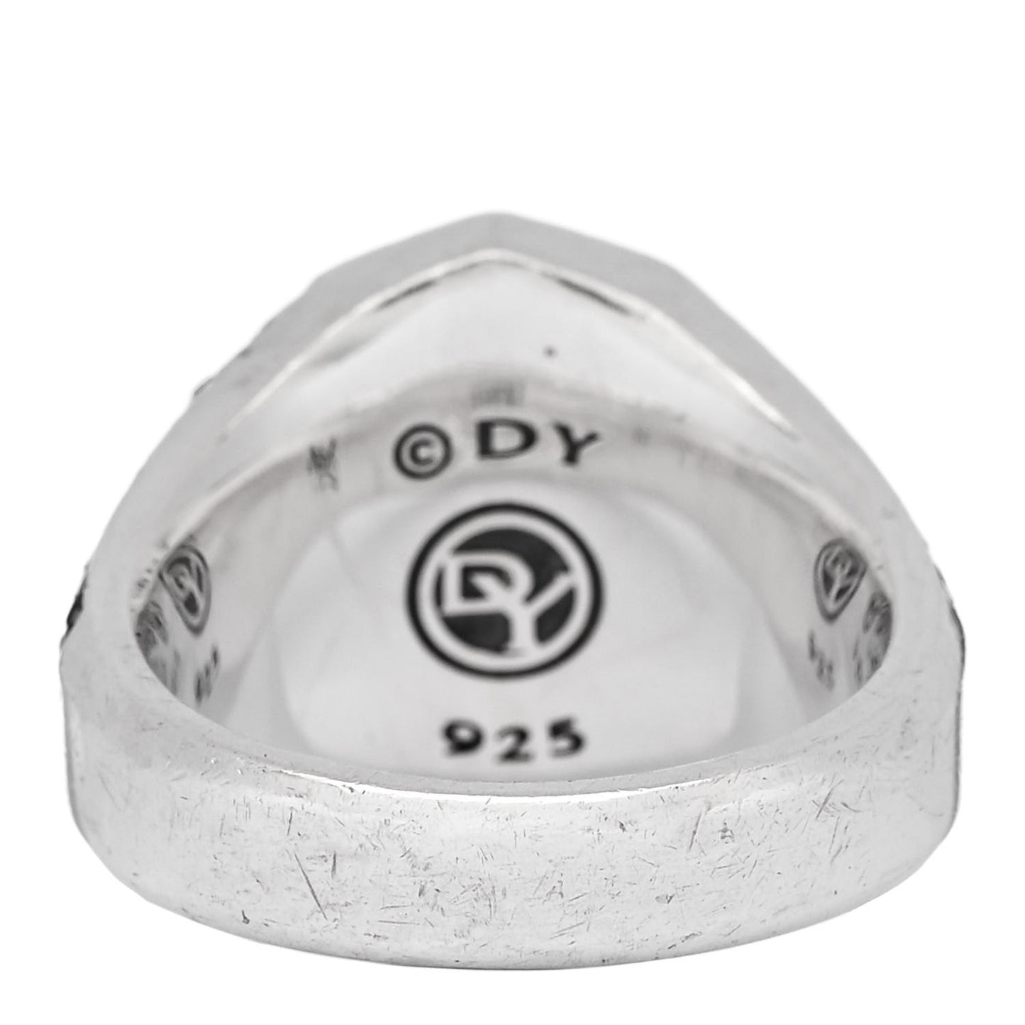 Sterling Silver Black Diamond Pave Waves Signet Ring 62 10