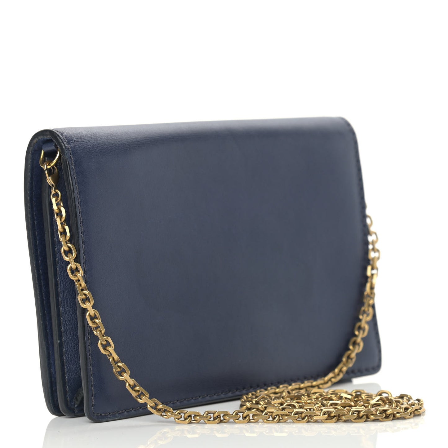 Calfskin J'Adior Wallet on Chain Pouch Navy Blue