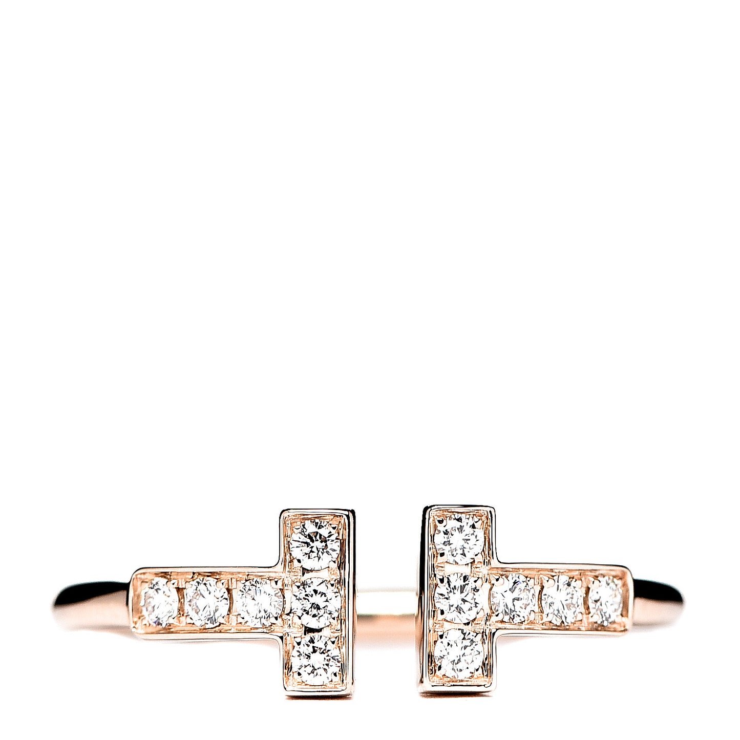 18K Rose Gold Diamond T Wire Ring 49 5
