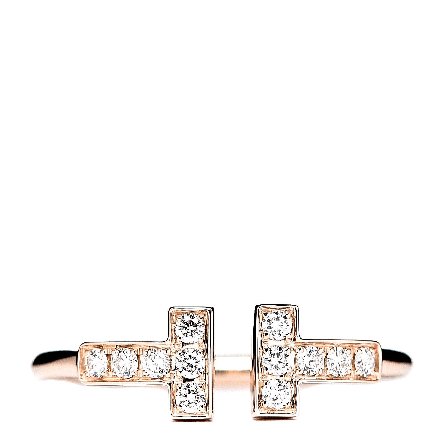 Tiffany 18K Rose Gold Diamond T Wire Ring 49 5 1 of 4