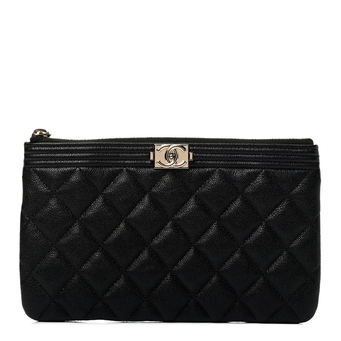 Caviar Quilted Small Boy Cosmetic Case Black