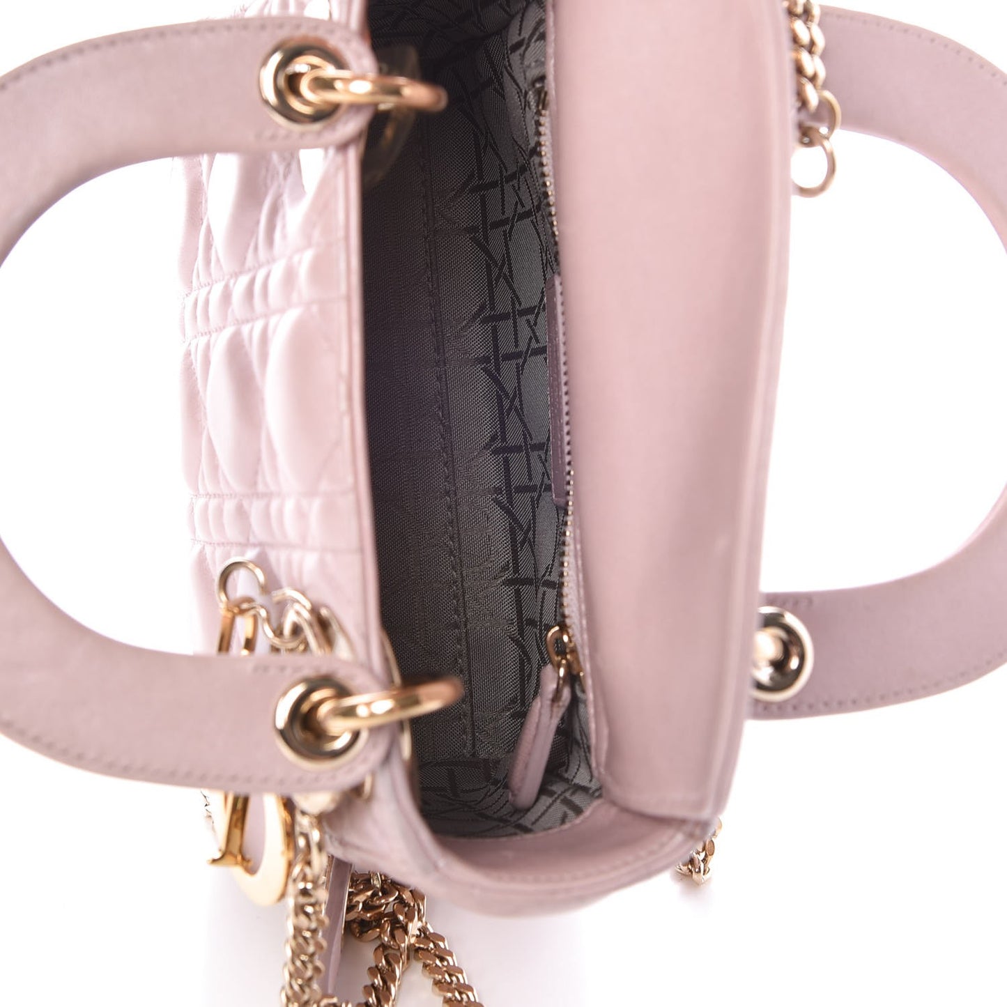 Metallic Calfskin Cannage Mini Lady Dior Pink