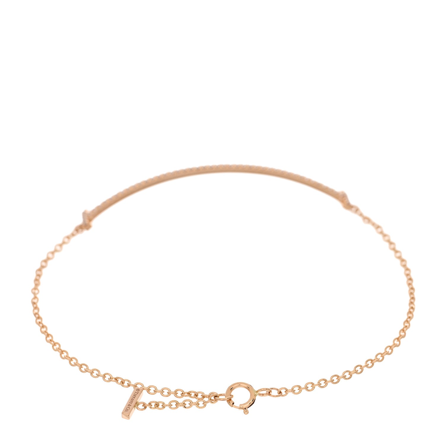 Tiffany 18K Rose Gold Diamond T Smile Bracelet 2 of 4