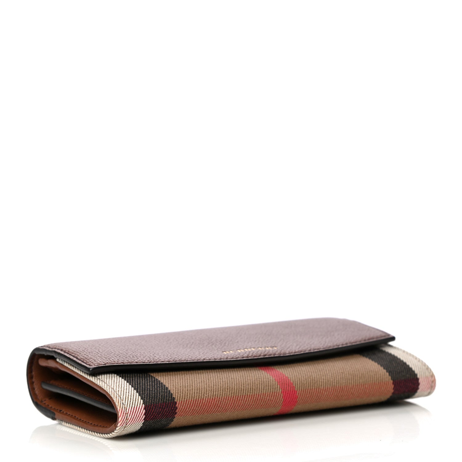 Burberry Horseshoe Calfskin House Check Porter Continental Wallet Tan 4 of 15