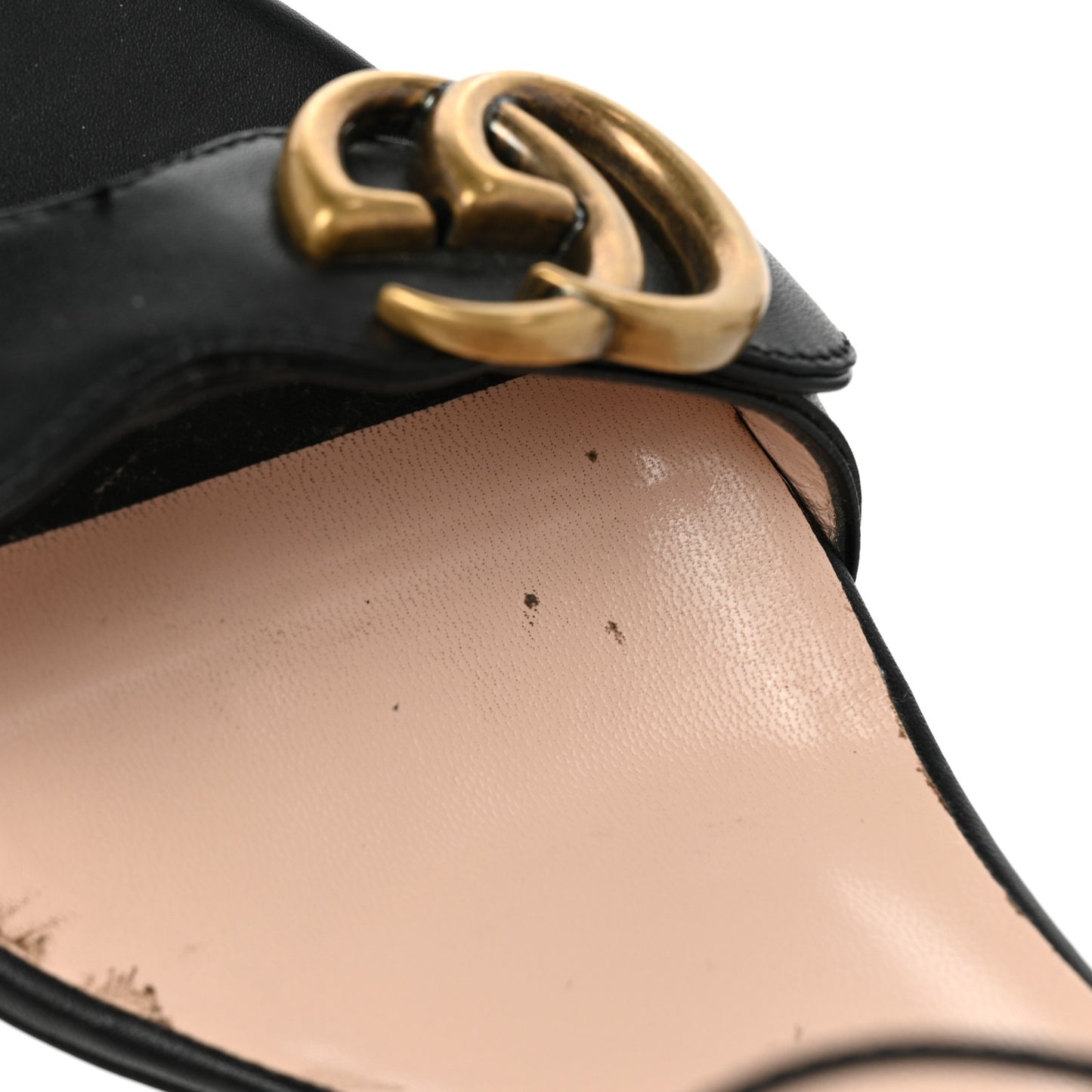 Lifford Calfskin GG Marmont Ankle Wrap 75mm Sandals 37 Black