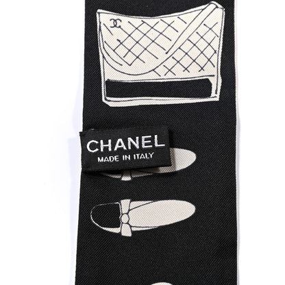 Chanel Silk CC Slim Bandeau Black Beige 2 of 4