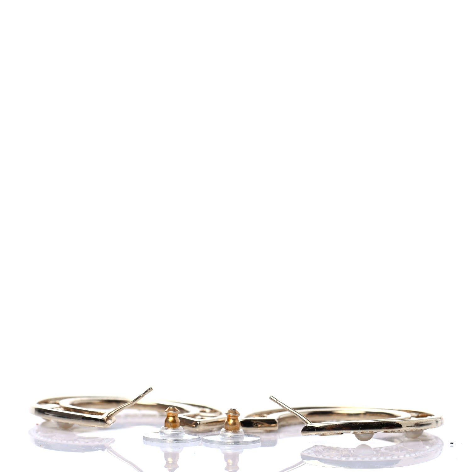 Chanel Crystal Pearl Bow-tiful CC Hoop Earrings Gold 3 of 4