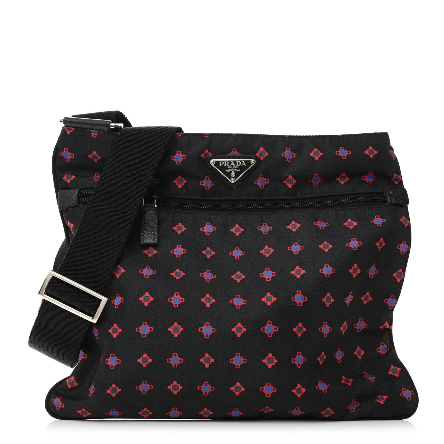 Prada Tessuto Stampato Nylon Flat Messenger Bag Black 1 of 9